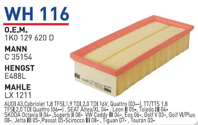 Ik0129620F Volkswagen Golf V Caddy Jetta Tdi Hava Filitresi Wunder - 1